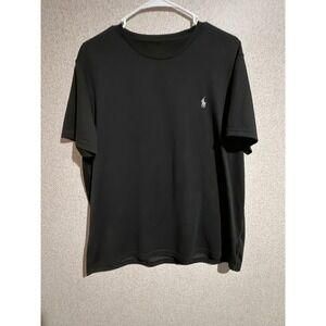 Polo Ralph Lauren Mens Performance T-Shirt Black Silver Pony Logo Crewneck Large